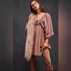 Free People Portia Lantern Sleeve Velvet Mini Dress in Winter Bloom NWT  Size